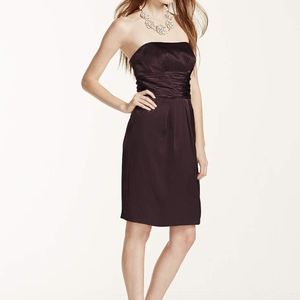 David's Bridal brown dress bridesmaid strapless mini dress size 6